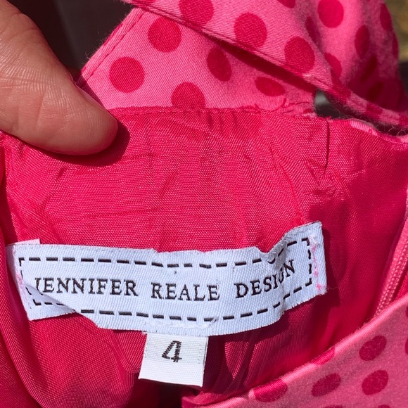 Designer Pink dress with hot pink polka dots. - Picture 3 of 5